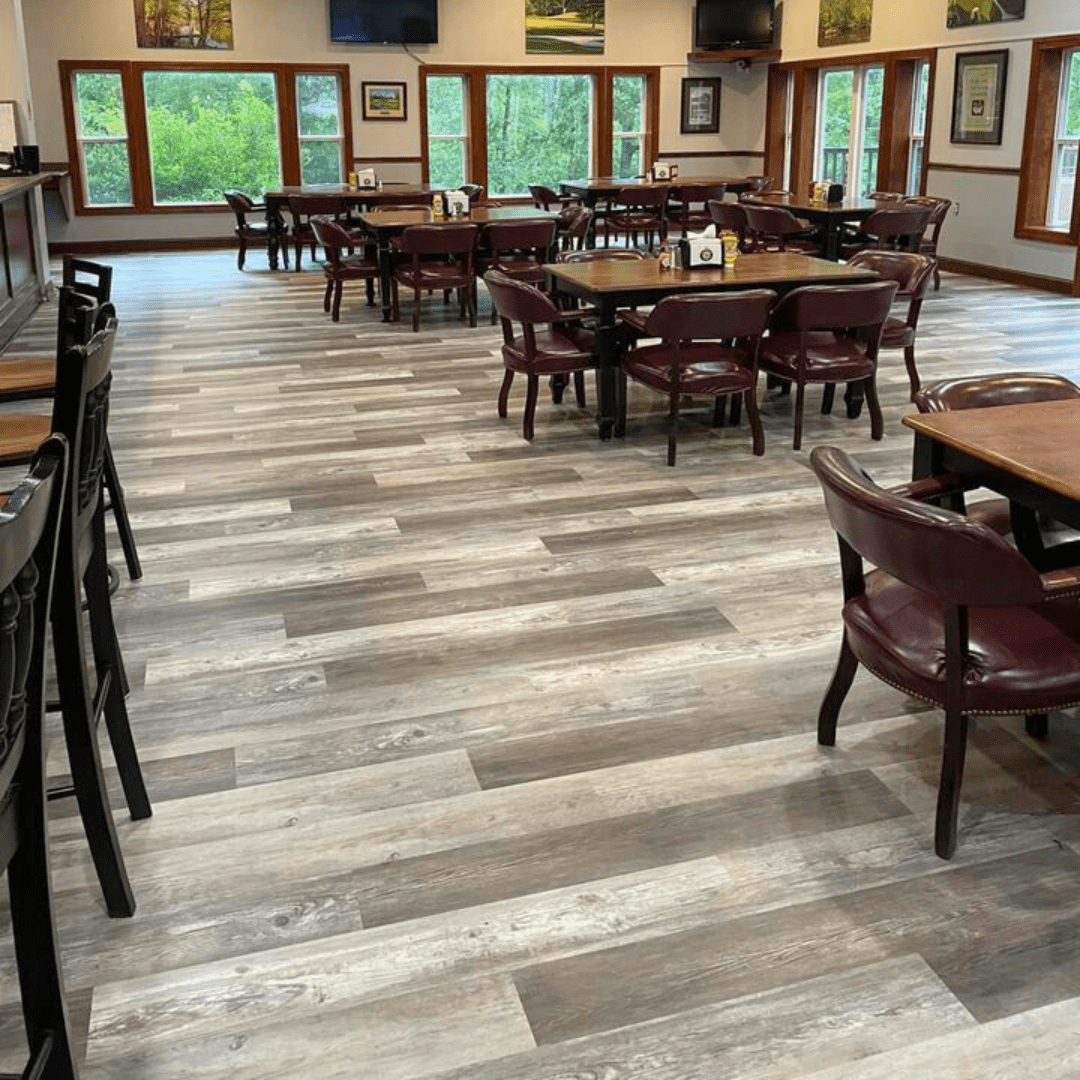 Weathered Gray LVP Flooring 380-4 Restaurant Install